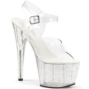 Pleaser Platform Heels- Clear Glitter